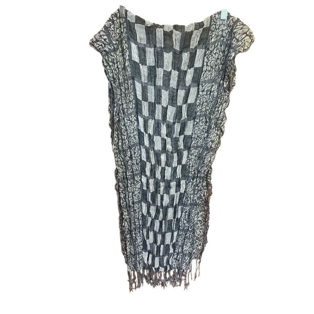 No Brand Fringed Scarf Gray, charcoal. Black 19/66 NIP
